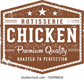 Vintage Rotisserie Chicken Restaurant Menu Stamp