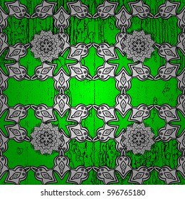 Vintage rough pattern on a green background with white elements. Vector illustration.