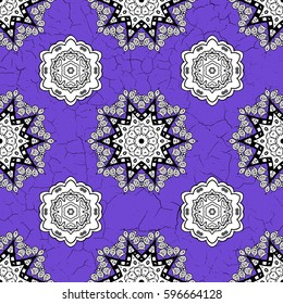Vintage rough pattern on a violet background with gray elements. Vector illustration.