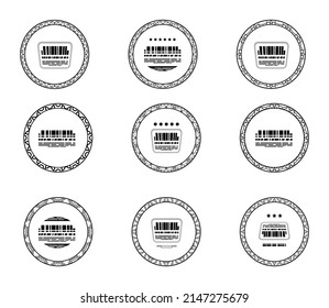 Vintage round badges collection in vector. Design retro border or emblem for lettering. Simple classic frame shape isolated for certificate. Sticker or old badge element