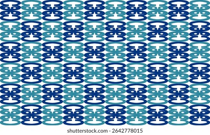 Vintage Round butterfly block green and blue ring with block on white background, design for fabric print or t-shirt paint screening, rectangular parquet patter, checkerboard chessboard 