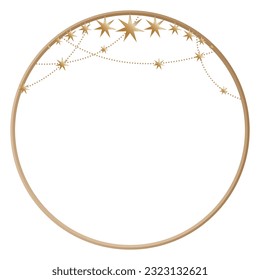 Vintage Round Circle Gold Texture Baby Style Magic Frame Border Vector Icon Template 
