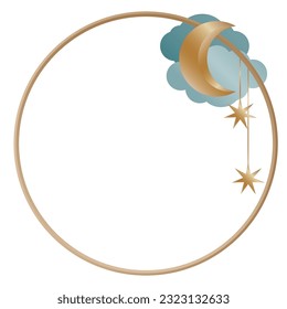 Vintage Circle Gold Textura Estilo Bebé Modelo de vectores de borde mágico 