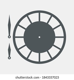 Vintage round clock roman hour time watch antique retro old, silhouette, vector