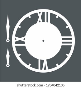 Vintage round clock roman hour time watch antique retro old, silhouette, vector