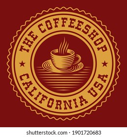 Una etiqueta de café redondo vintage, este diseño puede utilizarse como un paquete o como un emblema para un café de café.