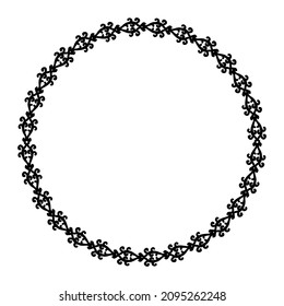 Vintage round floral frame. Oval borders. Elegant decor in oriental style. For laser cutting, tattoo, marquetry, logo for yoga, icons, lace.