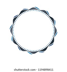 Vintage round frame created with curves and wavy ornament. Heraldic Coat of Arms decorative emblem isolated vector illustration.