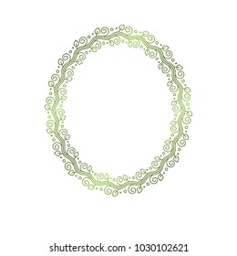 Vintage round frame created with ecology style natural ornament, green spring leaves. Heraldic Coat of Arms decorative emblem isolated vector illustration, eco friendly.