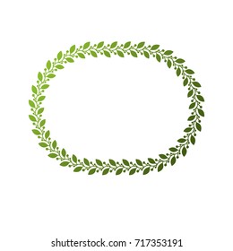 Marco redondo vintage creado con ornamento natural de estilo ecológico, hojas de primavera verdes. Emblema decorativo del escudo heráldico de armas, ilustración vectorial aislada, respetuosa con el medio ambiente.