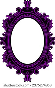 Decoración de cuadro redondo vintage Vector. Accesorio de espejo ornamentado barroco antiguo