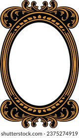 Vintage round frame decor Vector. Baroque antique ornamented mirror accessory