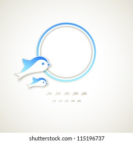 Vintage round frame with dolphins.  EPS 10 vector.