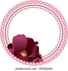 Vintage round frame with flower