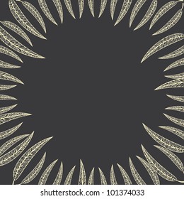 Vintage round frame of leaves