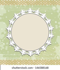 Vintage round frame on floral background