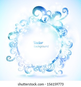 Vintage round frame with swirls. Vector background. 