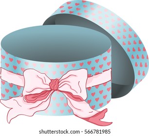 Vintage round gift box with bow ribbon
