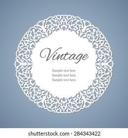 Vintage round lacy ornamental frame. Vector illustration