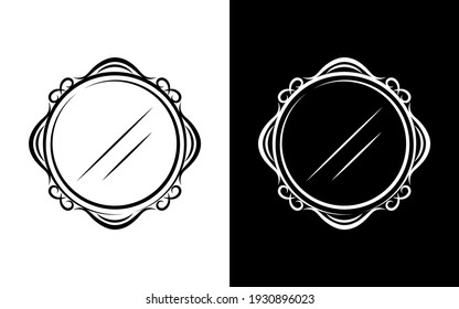 Vintage round mirror icon. Vector.