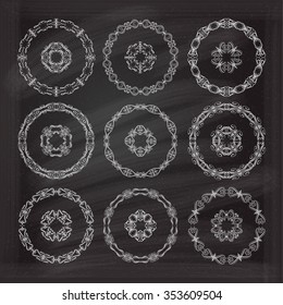 Vintage round ornamental design elements vector set