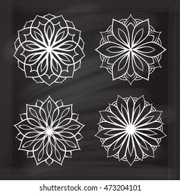 Vintage round ornamental design elements vector set