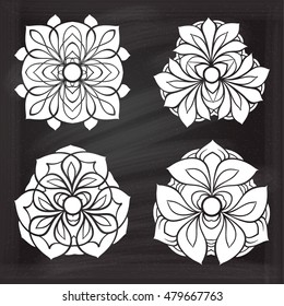 Vintage round ornamental design elements vector set