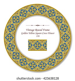 Vintage Round Retro Frame 370 Golden Yellow Square Cross Flower