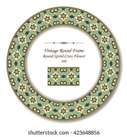 Vintage Round Retro Frame 386 Round Spiral Corss Flower