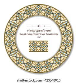 Vintage Round Retro Frame 388 Round Curve Cross Flower Kaleidosc