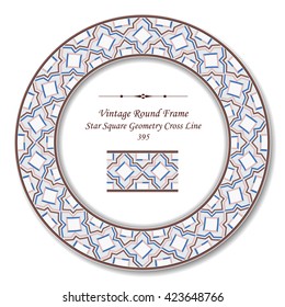 Vintage Round Retro Frame 395 Star Square Geometry Cross Line