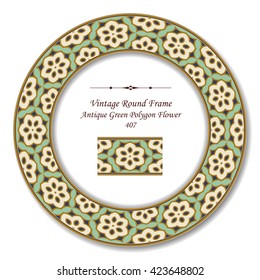Vintage Round Retro Frame 407 Antique Green Polygon Flower