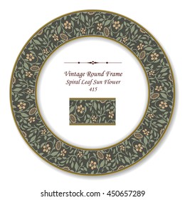 Vintage Round Retro Frame 415 Spiral Leaf Sun Flower