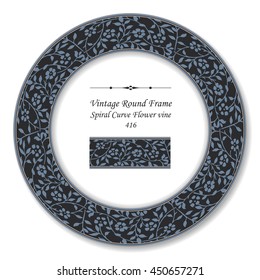 Vintage Round Retro Frame 416 Spiral Curve Flower vine