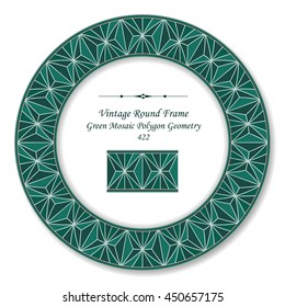 Vintage Round Retro Frame 422 Green Mosaic Polygon Geometry