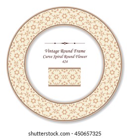 Vintage Round Retro Frame 424 Curve Spiral Round Flower