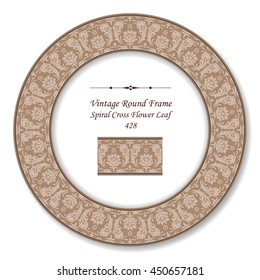 Vintage Round Retro Frame 428 Spiral Cross Flower Leaf