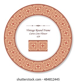Vintage Round Retro Frame 429 Curve Line Flower

