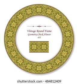 Vintage Round Retro Frame 435 Geometry Check Flower
