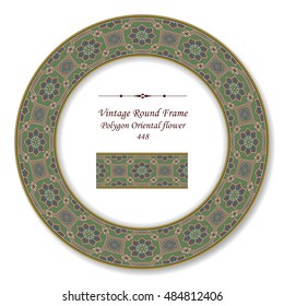 Vintage Round Retro Frame 448 Polygon Oriental flower
