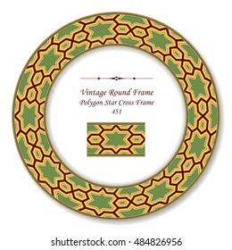 Vintage Round Retro Frame 451 Polygon Star Cross Frame
