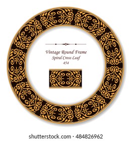 Vintage Round Retro Frame 454 Spiral Cross Leaf
