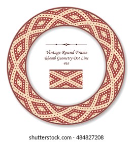 Vintage Round Retro Frame 463 Rhomb Geometry Dot Line
