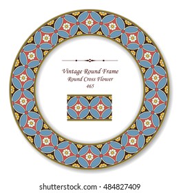 Vintage Round Retro Frame 465 Round Cross Flower
