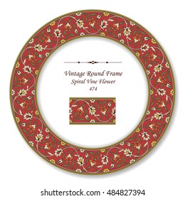 Vintage Round Retro Frame 474 Spiral Vine Flower
