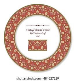Vintage Round Retro Frame 488 Red Nature Leaf
