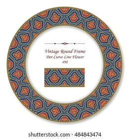 Vintage Round Retro Frame 498 Dot Curve Line Flower
