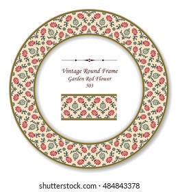 Vintage Round Retro Frame 503 Garden Red Flower
