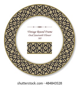 Vintage Round Retro Frame 505 Oval Sawtooth Flower
