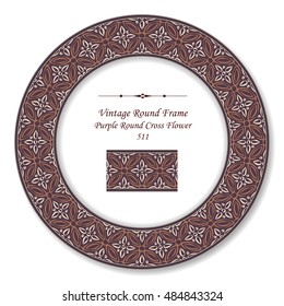 Vintage Round Retro Frame 511 Purple Round Cross Flower

